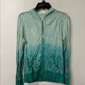 Green Ombre Zip-Up Hoodie Y2K